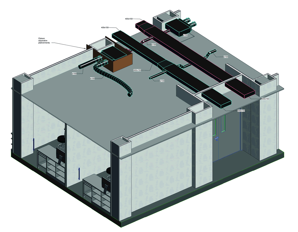  plans d’exécution en 3D des installations des climatisations 